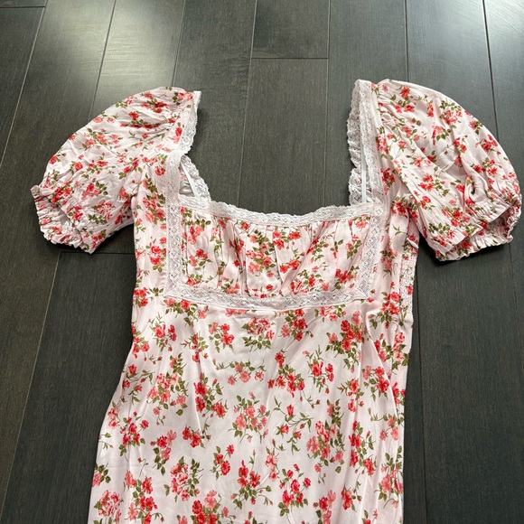 BNWT RUMORED Floral Square Neck Puff Sleeves Maxi Dress Cottagecore, Romantic - Picture 9 of 14